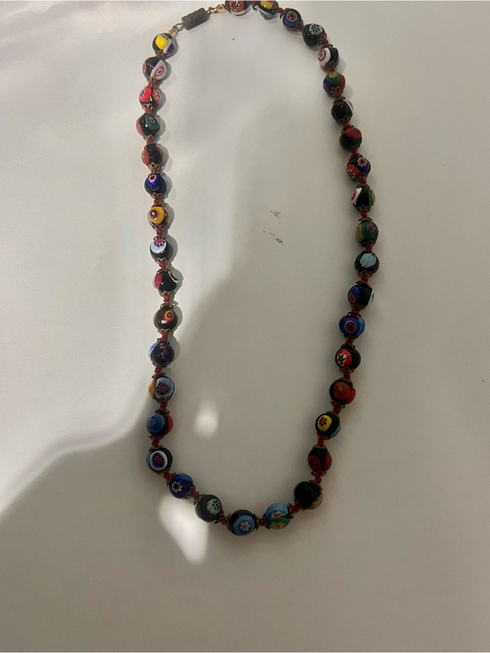 Multicolor Millefiori Glass Bead Necklace - Colorful Women's Necklace